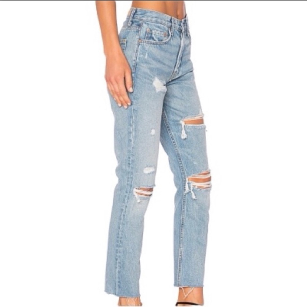 GRLFRND Karolina Distressed High Rise Jeans